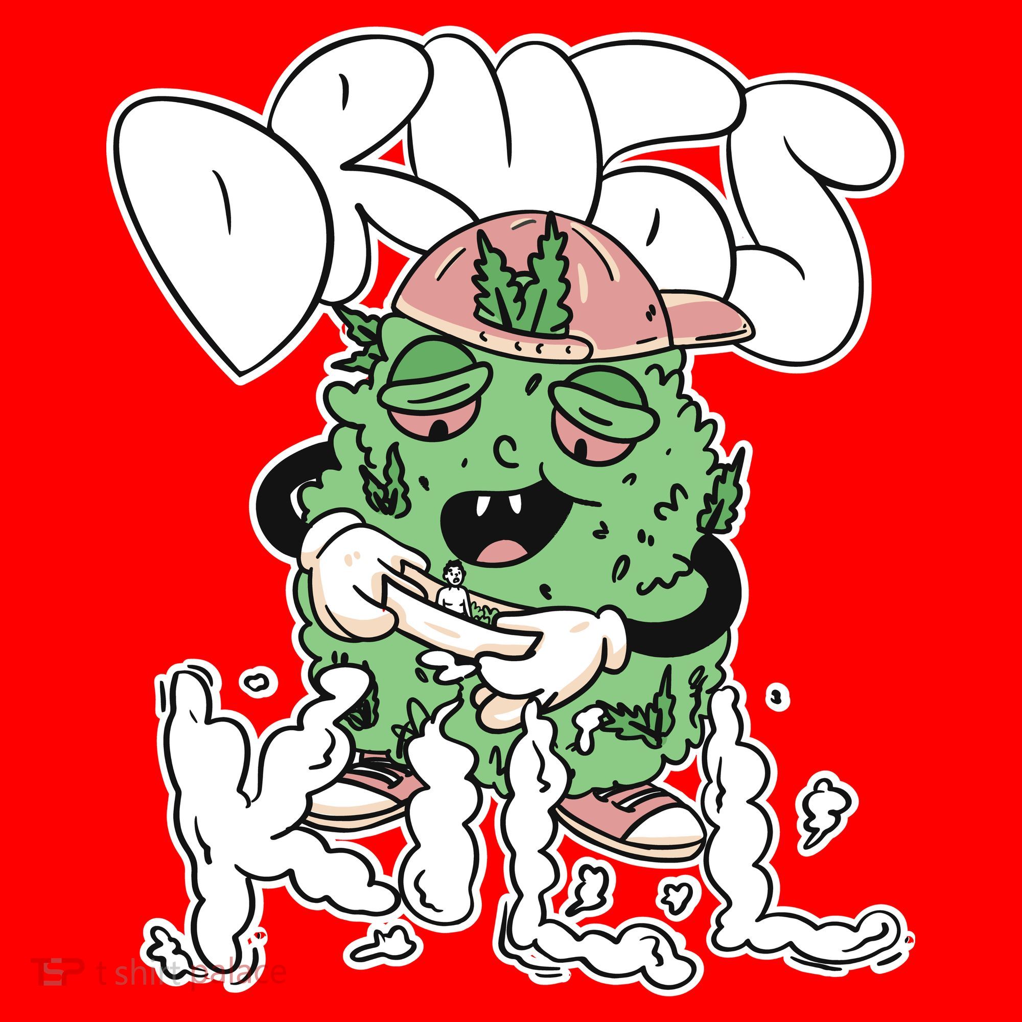 Drugs Kill Marijuana Bud Cartoon Santa Hat