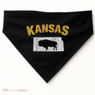 Distressed Kansas State And Buffalo Bison USA-Made Doggie Bandana
