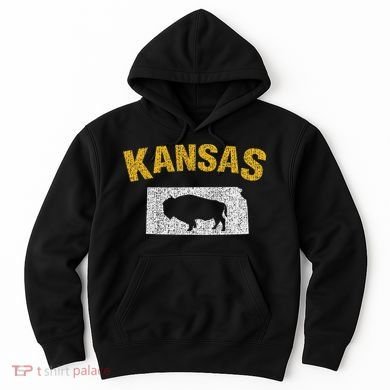 Distressed Kansas State And Buffalo Bison Hoodie