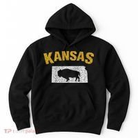 Distressed Kansas State And Buffalo Bison Hoodie thumb 0