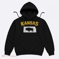 Distressed Kansas State And Buffalo Bison Hoodie thumb 0