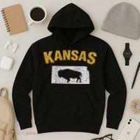 Distressed Kansas State And Buffalo Bison Hoodie thumb 3