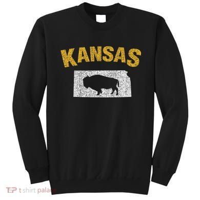 Distressed Kansas State And Buffalo Bison Sweatshirt