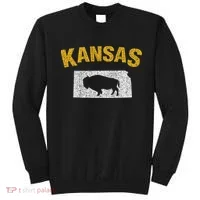 Distressed Kansas State And Buffalo Bison Sweatshirt thumb 0