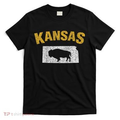 Distressed Kansas State And Buffalo Bison T-Shirt