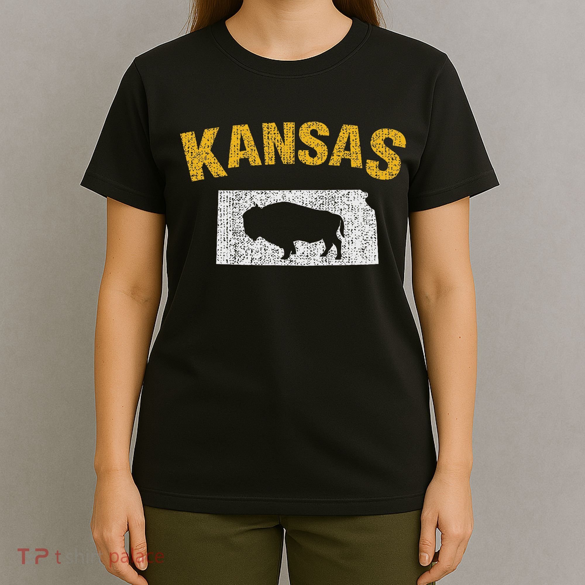 Distressed Kansas State And Buffalo Bison T-Shirt