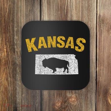 Distressed Kansas State And Buffalo Bison Coaster