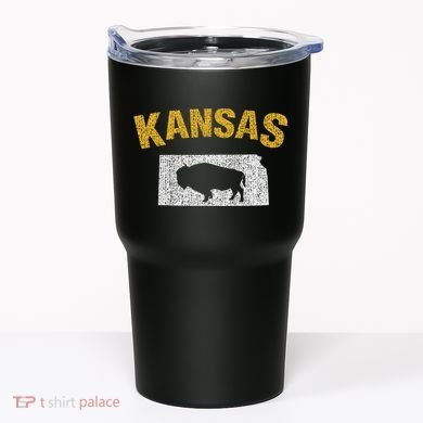Distressed Kansas State And Buffalo Bison Tumbler