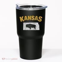 Distressed Kansas State And Buffalo Bison Tumbler thumb 0