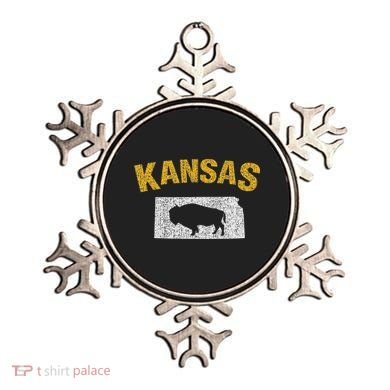 Distressed Kansas State And Buffalo Bison Ornament