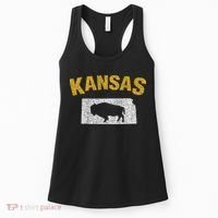 Distressed Kansas State And Buffalo Bison Women's Tank Top thumb 0