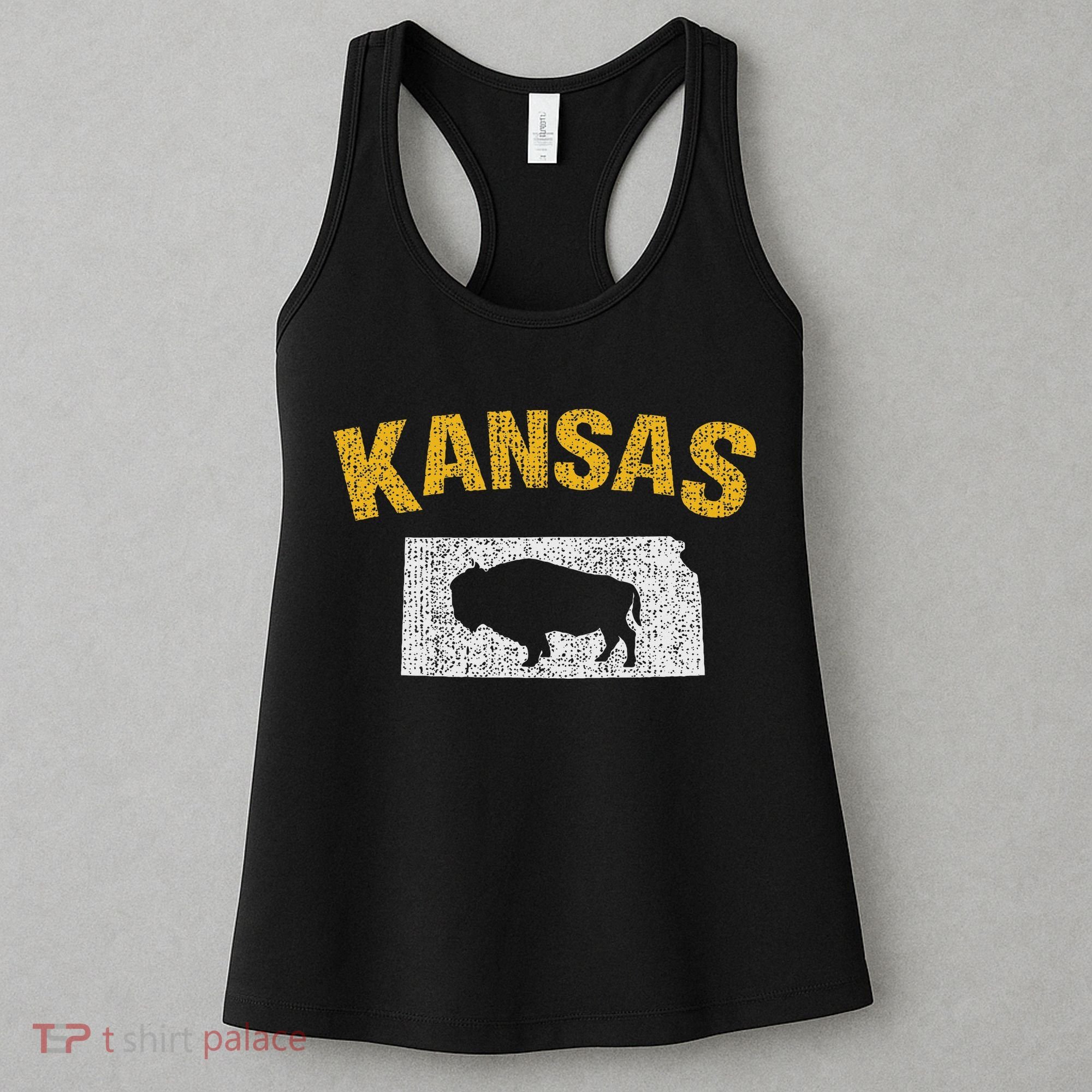 Distressed Kansas State And Buffalo Bison Women's Tank Top