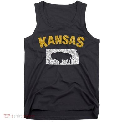 Distressed Kansas State And Buffalo Bison Tank Top