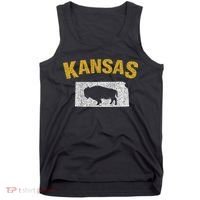 Distressed Kansas State And Buffalo Bison Tank Top thumb 0