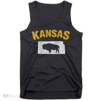 Distressed Kansas State And Buffalo Bison Tank Top thumb 0