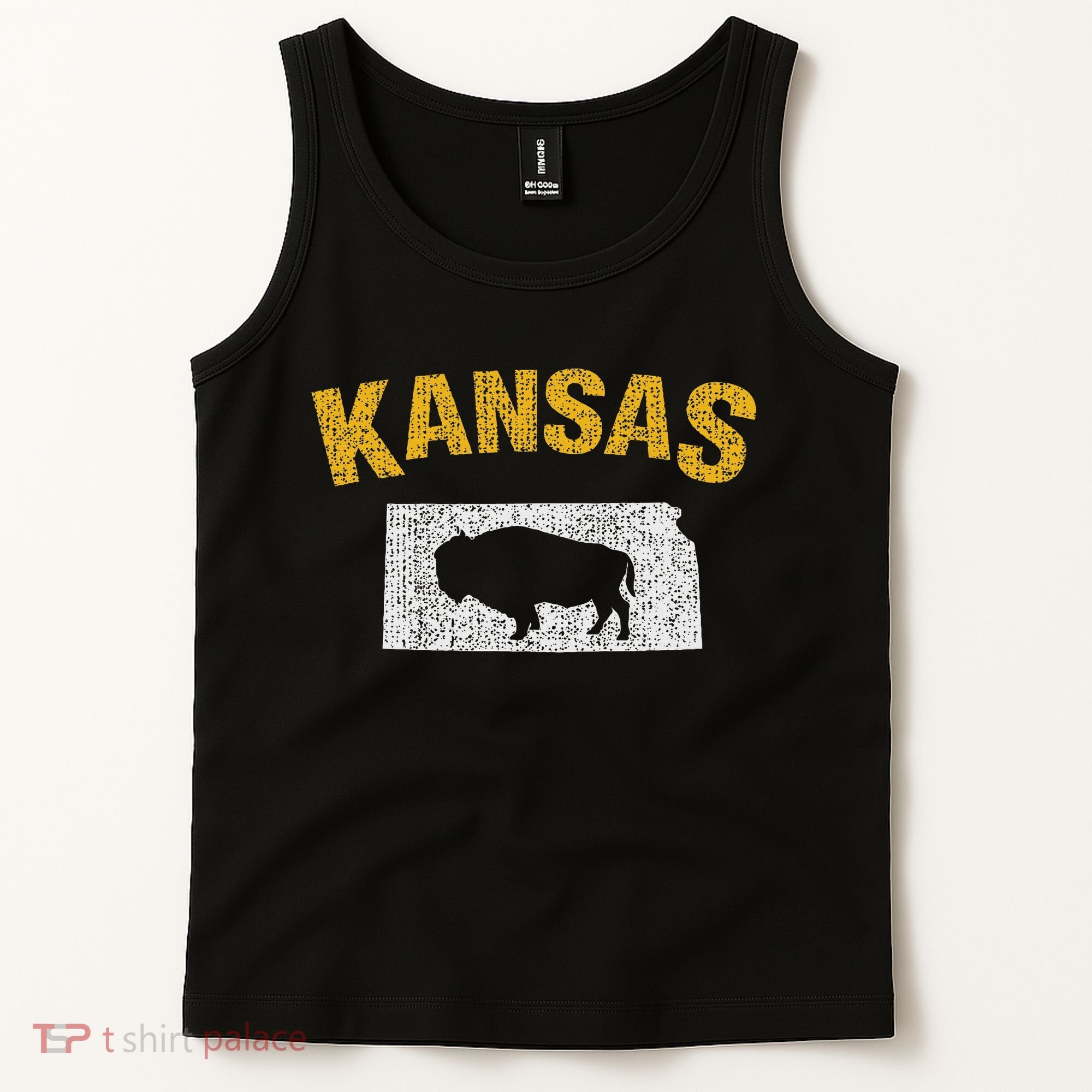 Distressed Kansas State And Buffalo Bison Tank Top