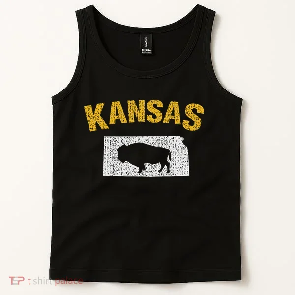 Distressed Kansas State And Buffalo Bison Tank Top