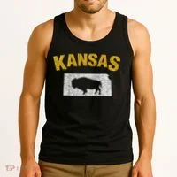 Distressed Kansas State And Buffalo Bison Tank Top thumb 3