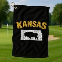 Distressed Kansas State And Buffalo Bison Golf Towel thumb 1