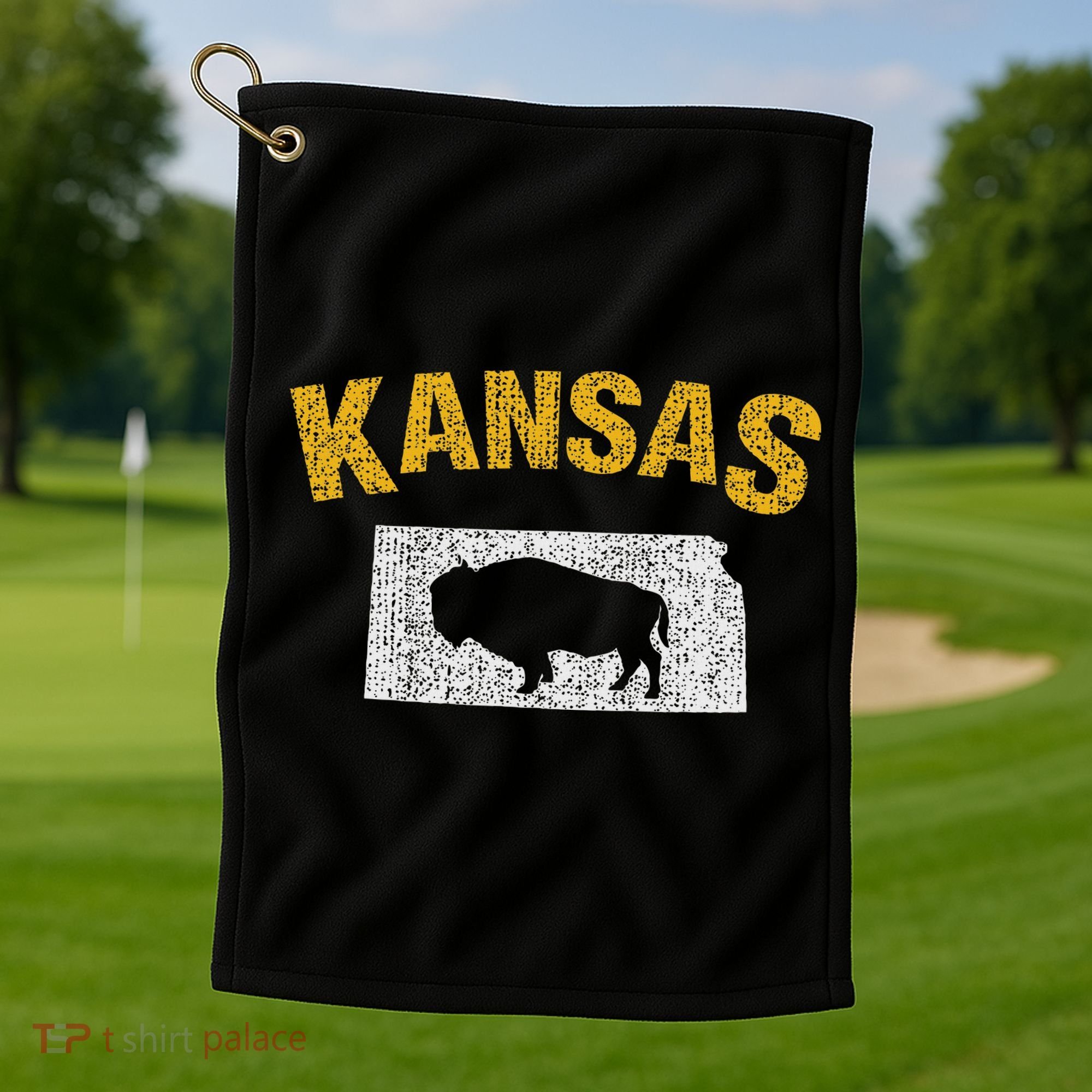 Distressed Kansas State And Buffalo Bison Golf Towel