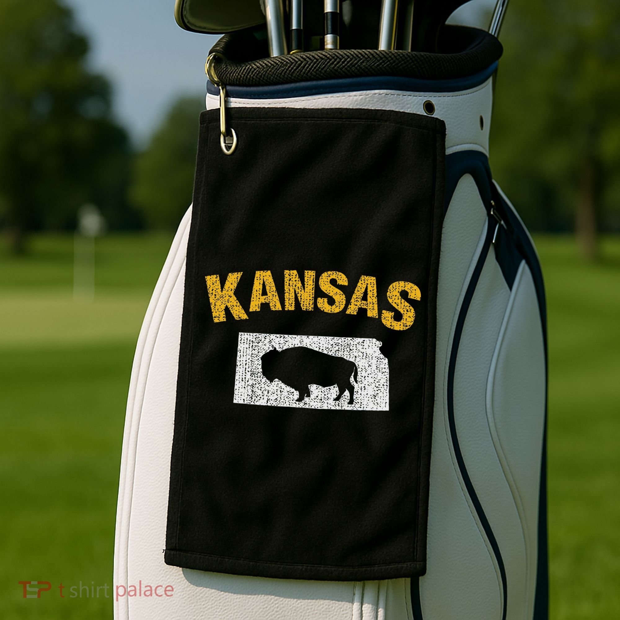 Distressed Kansas State And Buffalo Bison Golf Towel