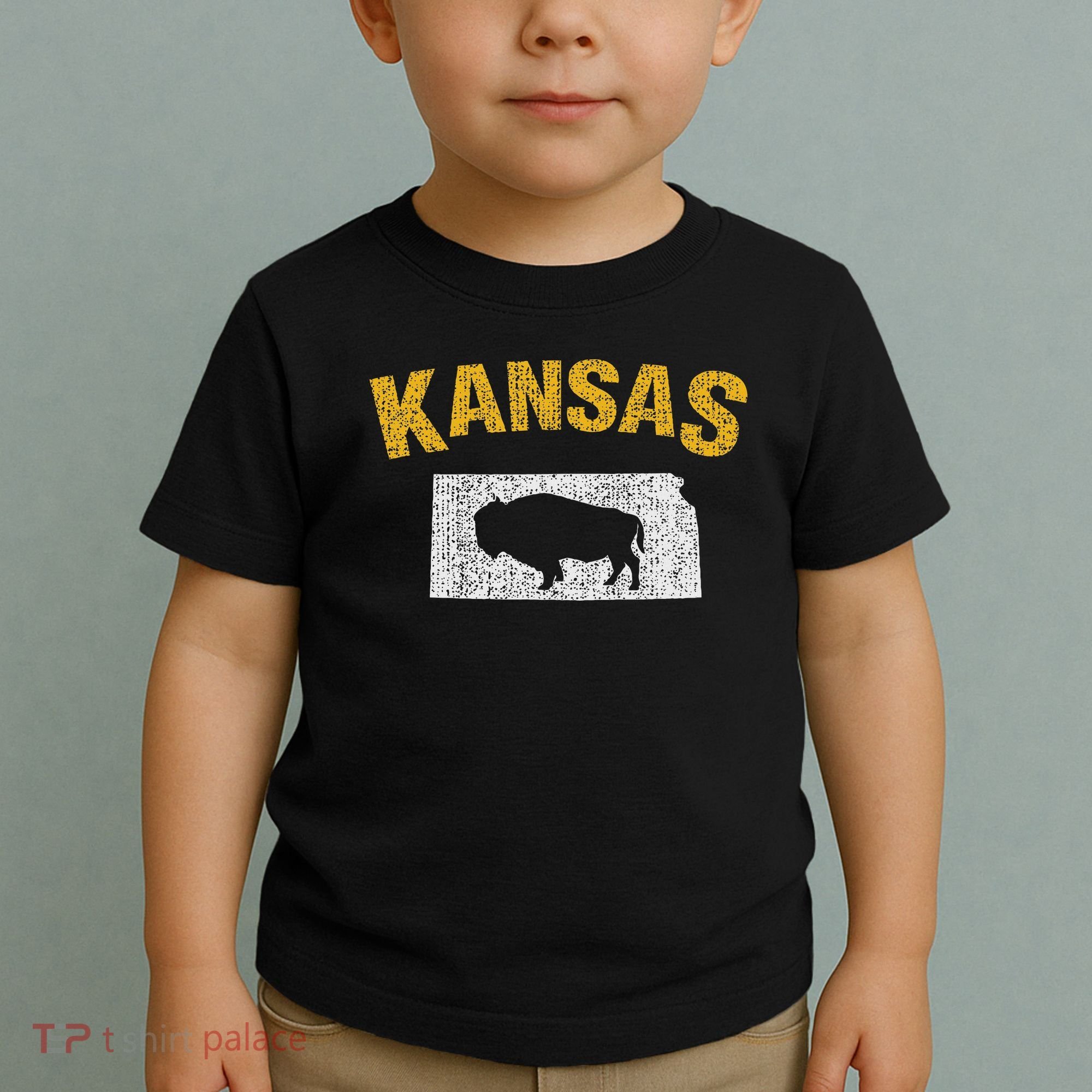 Distressed Kansas State And Buffalo Bison Toddler T-Shirt