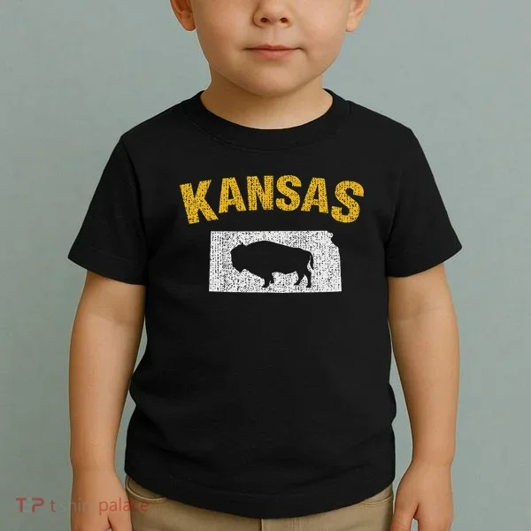 Distressed Kansas State And Buffalo Bison Toddler T-Shirt