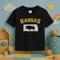 Distressed Kansas State And Buffalo Bison Toddler T-Shirt thumb 3