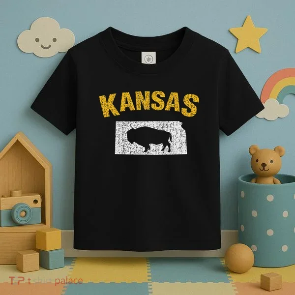 Distressed Kansas State And Buffalo Bison Toddler T-Shirt