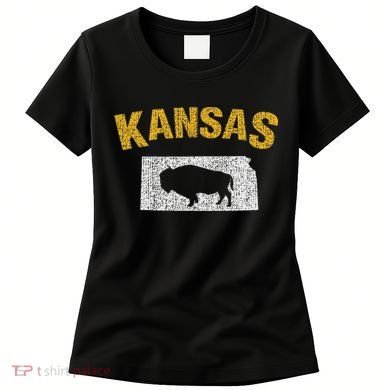 Distressed Kansas State And Buffalo Bison Women's T-Shirt