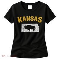 Distressed Kansas State And Buffalo Bison Women's T-Shirt thumb 0