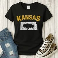 Distressed Kansas State And Buffalo Bison Women's T-Shirt thumb 3
