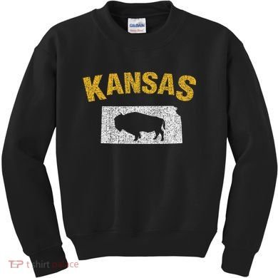 Distressed Kansas State And Buffalo Bison Kids Sweatshirt
