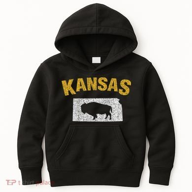 Distressed Kansas State And Buffalo Bison Kids Hoodie