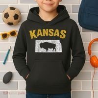 Distressed Kansas State And Buffalo Bison Kids Hoodie thumb 2