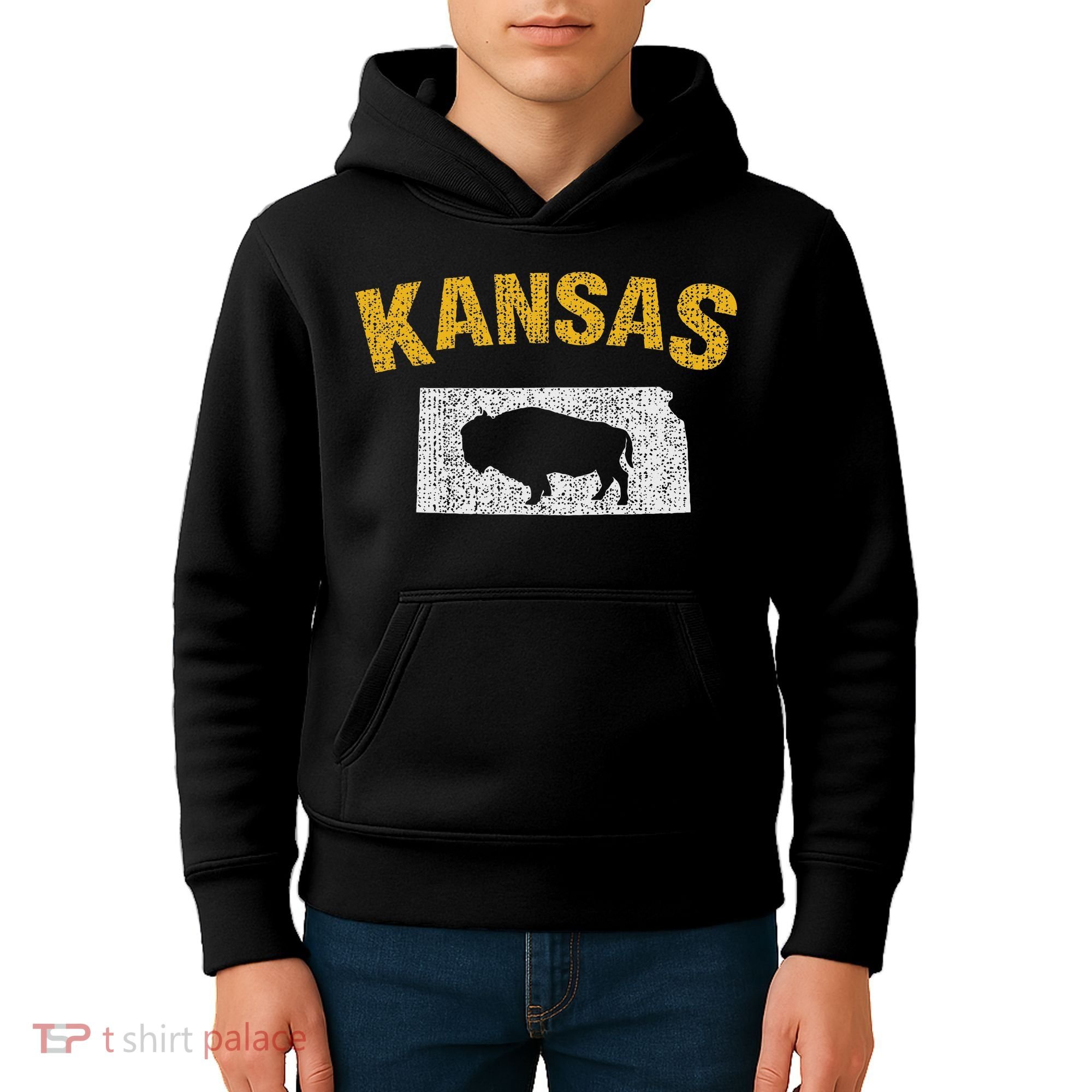 Distressed Kansas State And Buffalo Bison Kids Hoodie