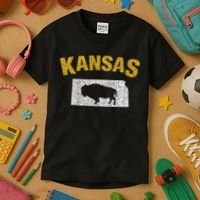 Distressed Kansas State And Buffalo Bison Kids T-Shirt thumb 3