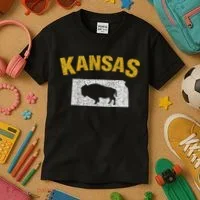 Distressed Kansas State And Buffalo Bison Kids T-Shirt thumb 3