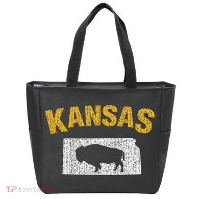 Distressed Kansas State And Buffalo Bison Tote Bag