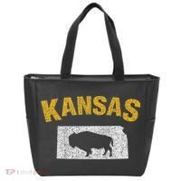Distressed Kansas State And Buffalo Bison Tote Bag thumb 0