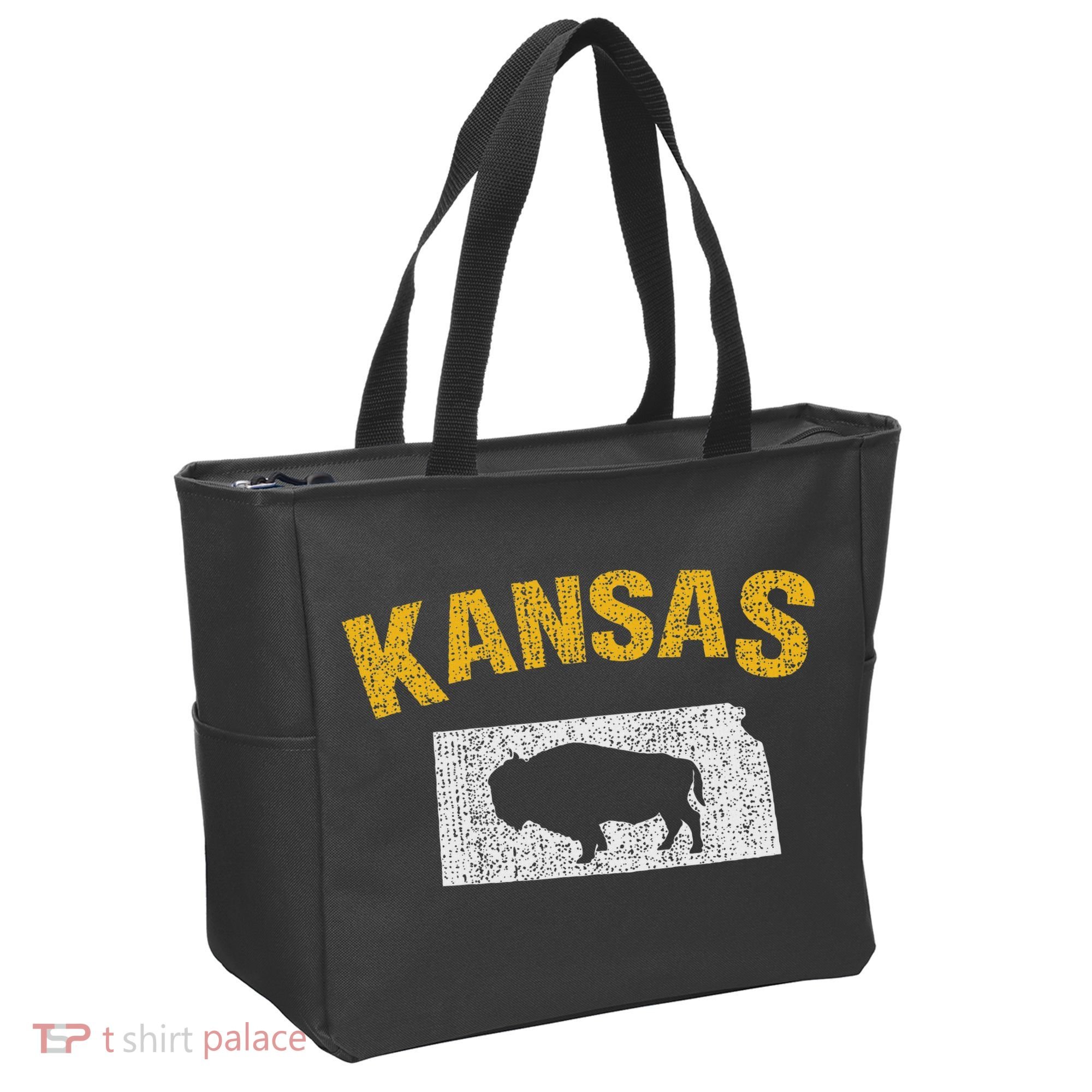 Distressed Kansas State And Buffalo Bison Tote Bag