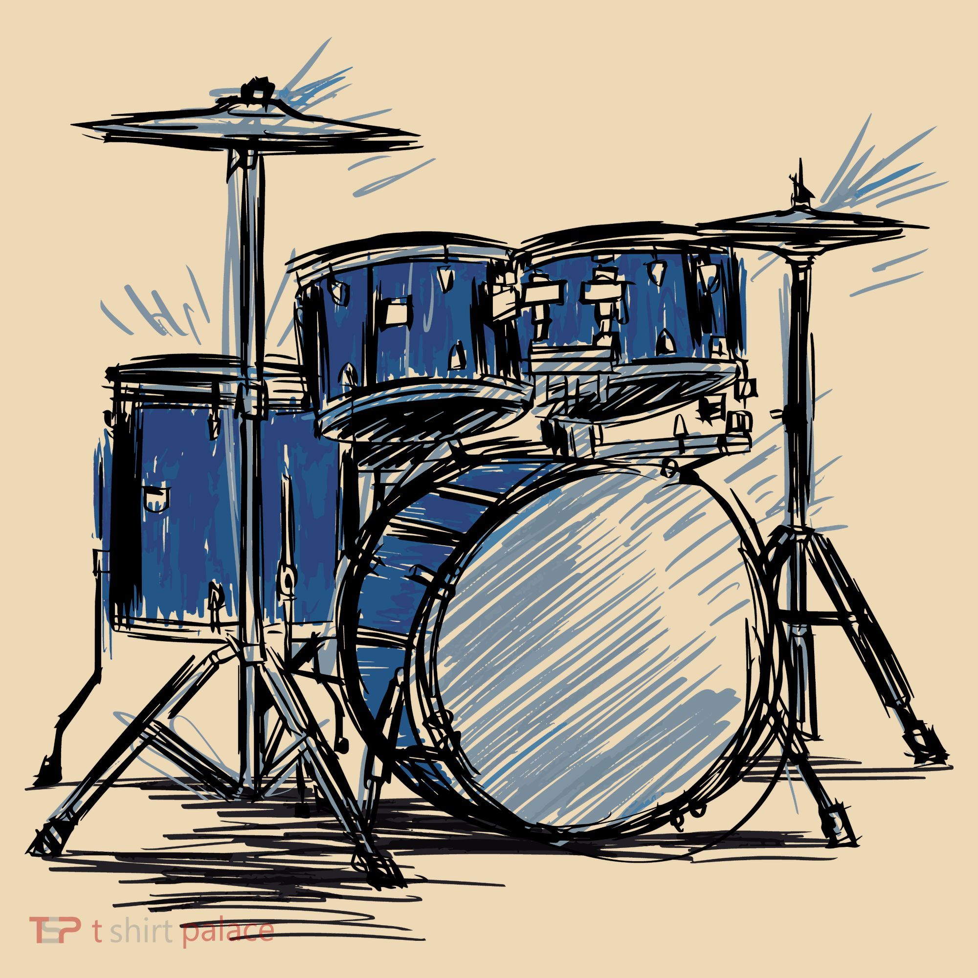 Drum Kit Sketch Music Tote Bag