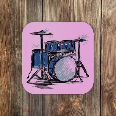 Drum Kit Sketch Music Coaster