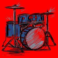 Drum Kit Sketch Music Santa Hat thumb 1