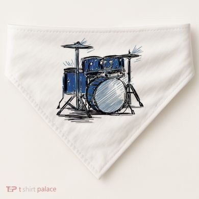 Drum Kit Sketch Music USA-Made Doggie Bandana