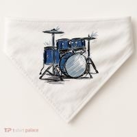 Drum Kit Sketch Music USA-Made Doggie Bandana thumb 0