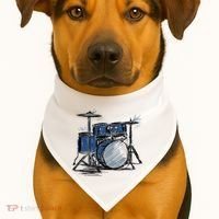 Drum Kit Sketch Music USA-Made Doggie Bandana thumb 1