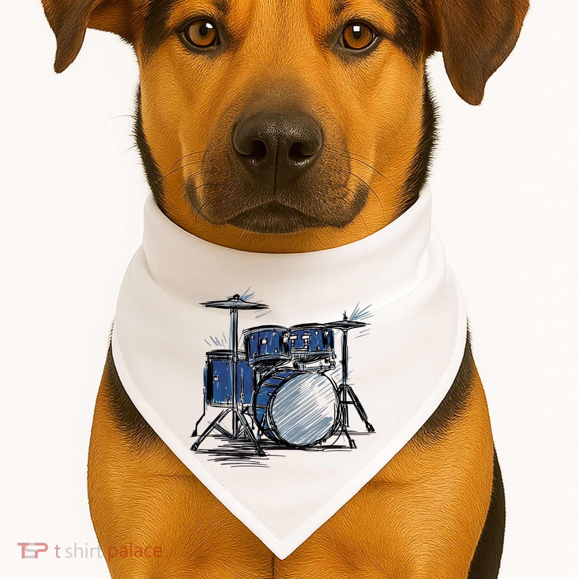 Drum Kit Sketch Music USA-Made Doggie Bandana