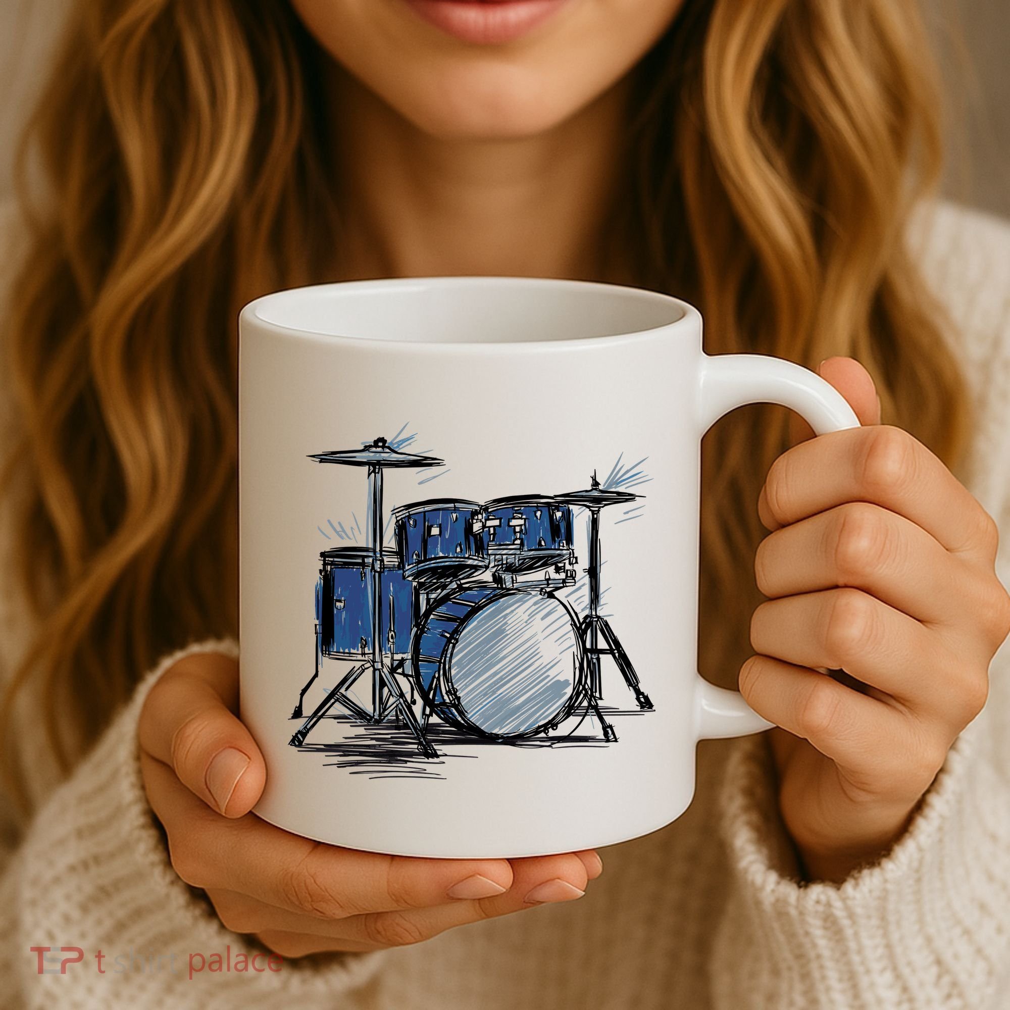Drum Kit Sketch Music Coffee Mug