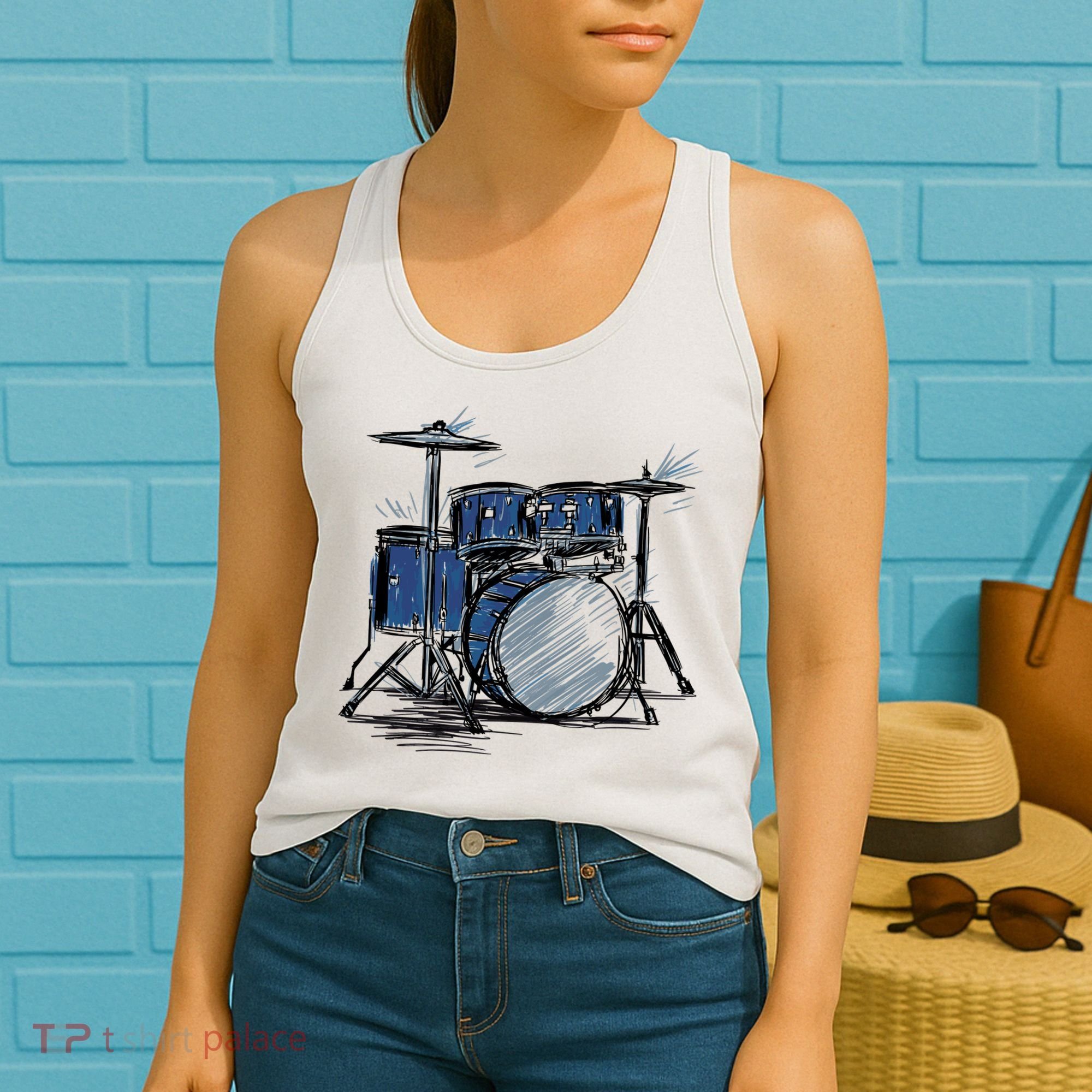 Drum Kit Sketch Music Women's Tank Top